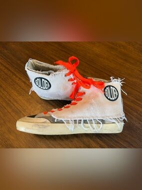 Golden Goose High-Top Sneakers with Neon Orange Laces Size 39 US
